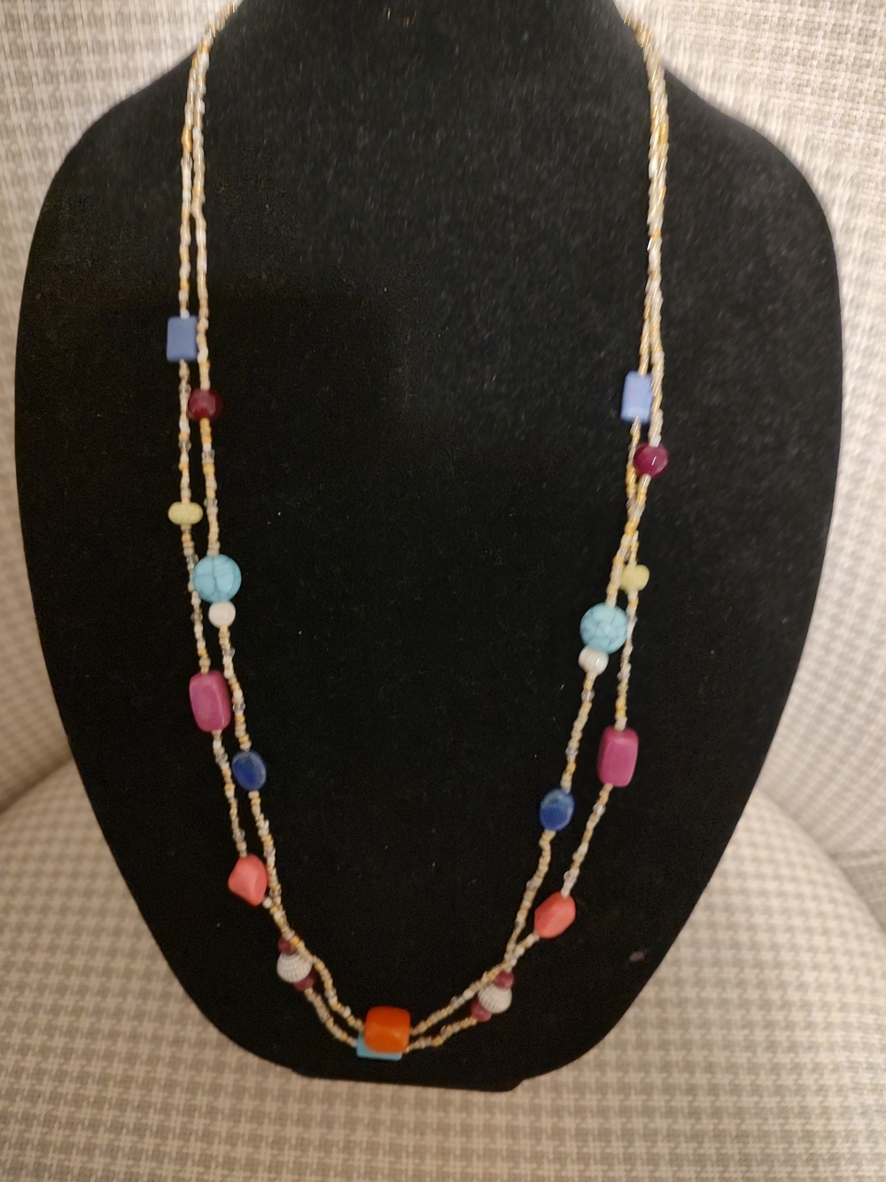 Chico Multicolor Beaded Double-Strand Necklace - Turquoise, Pink, Blue, Orange